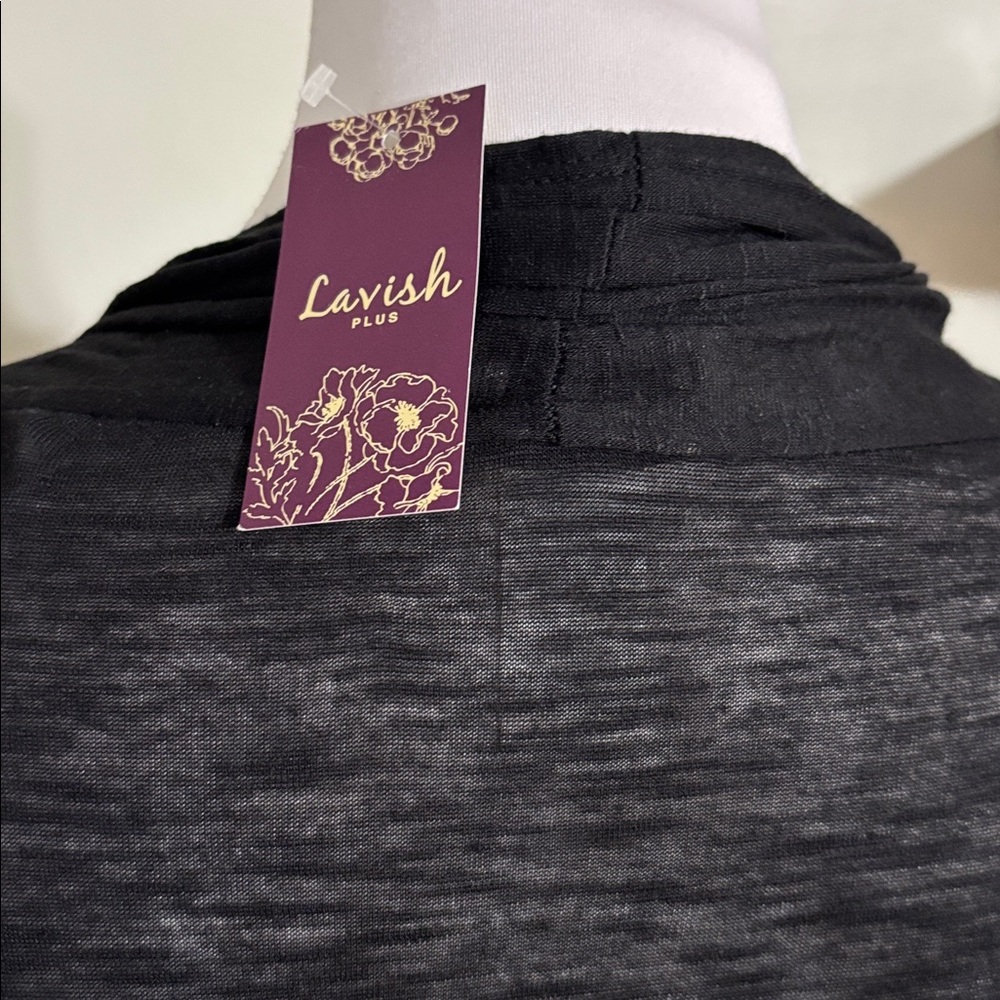 Lavish Black Gray Floral Cardigan and Top Women's - Picture 5 of 6